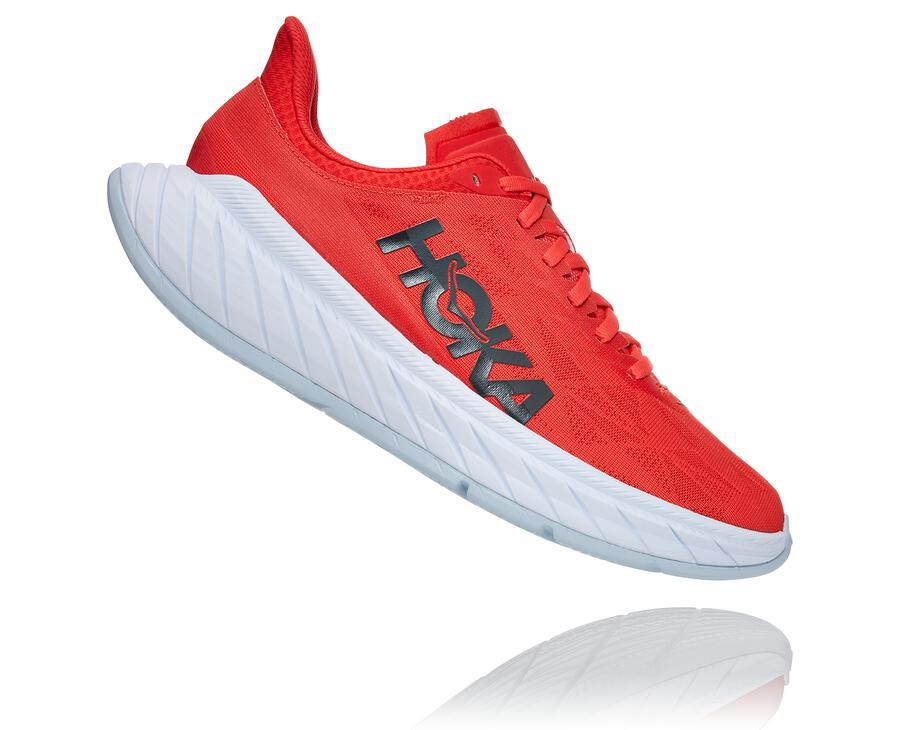 Hoka One One Koşu Ayakkabısı Erkek Kırmızı/Beyaz - Carbon X 2 - KY8436901